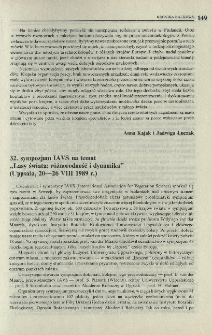 32. sympozjum IAVS na temat "Lasy świata: r&oacute;żnorodność i dynamika" (Uppsala, 20-26 VIII 1989 r.)