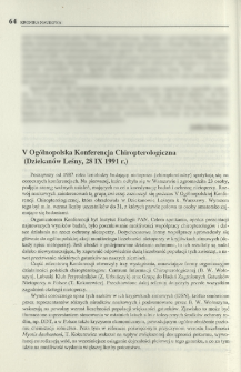 V Og&oacute;lnopolska Konferenja Chiropterologiczna (Dziekan&oacute;w Leśny, 28 IX 1991 r.)