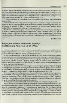 Sympozjum na temat "Minimalne populacje" (Bad Homburg, Niemcy, 25-28 IX 1991 r.)