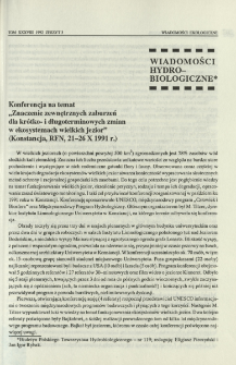 Konferencja na temat "Znaczenie zewnętrznych zaburzeń dla kr&oacute;tko- i długoterminowych zmian w ekosystemach wielkich jezior" (Konstancja, RFN, 21-26 X 1991 r.)