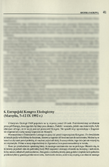 6. Europejski Kongres Ekologiczny (Marsylia, 7-12 IX 1992 r.)