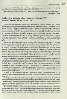Konferencja na temat "Las-drewno-ekologia '93" (Poznań, K&oacute;rnik, 15-16 VI 1993 r.)