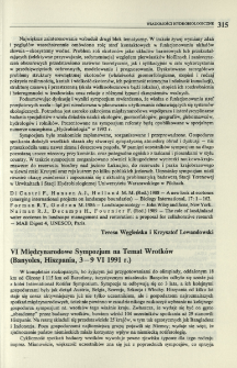 VI Międzynarodowe Sympozjum na Temat Wrotk&oacute;w (Banyoles, Hiszpania, 3-9 VI 1991 r.)