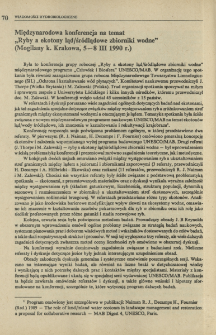 Międzynarodowa konferencja na temat "Ryby a ekotony ląd/śr&oacute;dlądowe zbiorniki wodne" (Mogilany k. Krakowa, 5-8 III 1990 r.)
