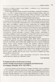 II międzynarodowa konferencja na temat metod i technik stosowanych w badaniach nad behawiorem (Groningen, Holandia, 18-21 VIII 1998 r.)