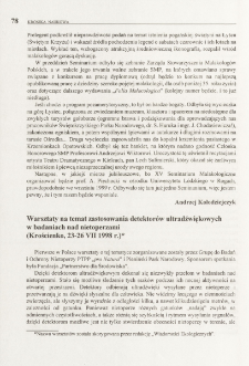 Warsztaty na temat zastosowania detektor&oacute;w ultradźwiękowych w badaniach nad nietoperzami (Krościenko, 23-26 VII 1998 r.)