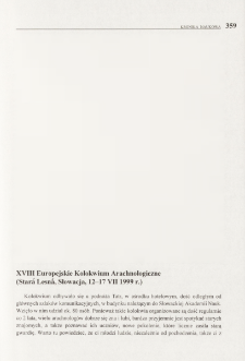 XVIII Europejskie Kolokwium Arachnologiczne (Star&aacute; Lesn&aacute;, Słowacja, 12-17 VII 1999 r.)