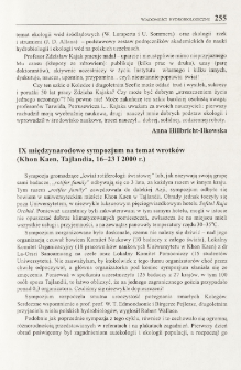 IX międzynarodowe sympozjum na temat wrotk&oacute;w (Khon Kaen, Tajlandia, 16-23 I 2000 r.)