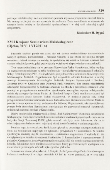 XVII Krajowe Seminarium Malakologiczne (Ojc&oacute;w, 30 V-1 VI 2001 r.)