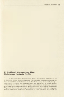 Z działalnosci Warszawskiego Klubu Ekologicznego (seminaria 72-76)