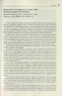 Shorrocks B., Swingland I. R. (Red.) 1990 - Living in a patchy environment - Oxford University Press, Oxford, New York, Tokyo, ss. 246. [ISBN 0-19-854591-6]