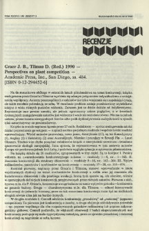 Grace J. B., Tilman D. (Red.) 1990 - Perspectives on plant competition - Academic Press Inc., San Diego, ss. 484. [ISBN 0-12-294452-6]