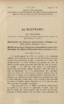 Materjały do historji naturalnej i dziej&oacute;w żubra (Bison bonasus Linn.)