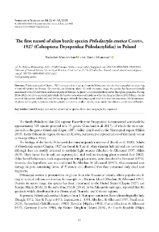 The first record of alien beetle species Ptilodactyla exotica Chapin, 1927 (Coleoptera: Dryopoidea: Ptilodactylidae) in Poland