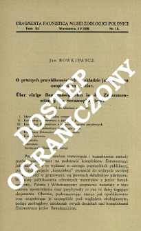 O pewnych prawidłowościach w składzie jakościowym zooplanktonu jezior = &Uuml;ber einige Regelm&auml;ssigkeiten in der Zusammensetzung des Seenzooplanktons