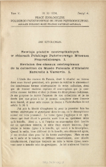 Rewizja ptak&oacute;w neotropikalnych w zbiorach Polskiego Państwowego Muzeum Przyrodniczego. 1
