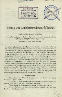 Beitrag zur Lepidopterenfauna Galiziens