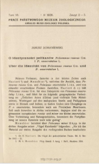 O identyczności pelikan&oacute;w Pelecanus roseus Gm. i P. onocrotalus L.