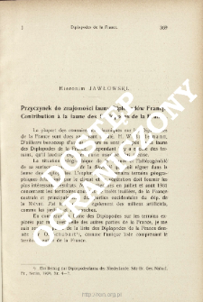 Przyczynek do znajomości fauny Diplopod&oacute;w Francji