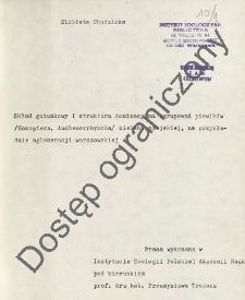 Skład gatunkowy i struktura dominacyjna zgrupowań piewik&oacute;w (Homoptera, Auchenorrhyncha) zieleni miejskiej, na przykładzie aglomeracji warszawskiej