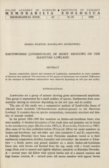 Earthworms (Lumbricidae) of moist meadows on the Mazovian Lowland