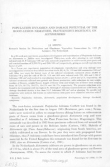 Population dynamics and damage potential of the root-lesion nematode, Pratylenchus bolivianus, on Alstroemeria