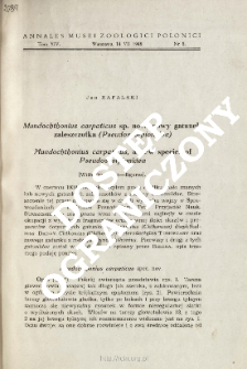 Mundochthonius carpaticus sp. nov., nowy gatunek zaleszczotka (Pseudoscorpionidea)