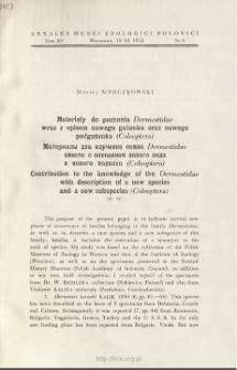 Contribution to the knowledge of the Dermestidae with description of a new species and a new subspecies (Coleoptera)
