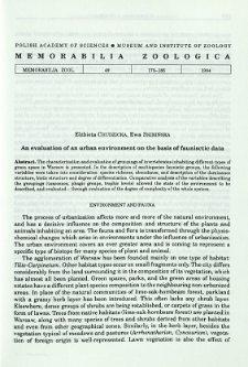 An evaluation of an urban environment on the basis of faunistic data
