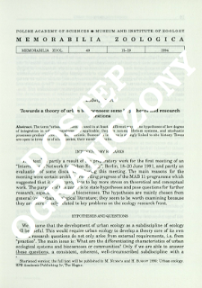 Towards a theory of urban biocoenoses: some hypotheses and research questions