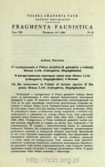 O występowaniu w Polsce niekt&oacute;rych gatunk&oacute;w z rodzaju Stenus Latr. (Coleoptera, Staphylinidae) = O rasprostranenii nekotoryh vidov roda Stenus Latr. (Coleoptera, Straphylinidae) v Pol'&scaron;e
