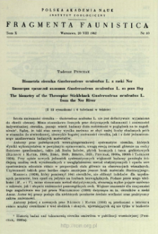 Biometria ciernika Gasterosteus aculeatus L. z rzeki Ner = Biomerti&acirc; trehigloj kol&ucirc;&scaron;ki Gasterosteus aculeatus L. iz reki Ner