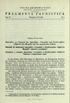 Materialien zur Kenntnis der Syrphidae, Conopidae und Stratiomyidae (Diptera) der Mongolei und der angrenzenden Gebiete = Materiały do znajomości Syrphidae, Conopidae i Stratiomyidae (Diptera) Mongolii i obszar&oacute;w przyległych