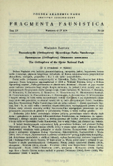 Prostoskrzydłe (Orthoptera) Ojcowskiego Parku Narodowego = Pr&acirc;mokrylye (Orthoptera) Ojcovskogo zapovednika