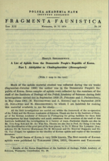 A list of aphids from the Democratic People's Republic of Korea. Pt. 1. Adelgidae to Chaitophoridae (Homoptera)