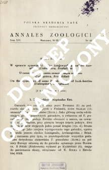 W sprawie synonimiki kilku krajowych gatunk&oacute;w kornik&oacute;w (Coleoptera, Scolytidae) : [Z 8 rysunkami w tekście]