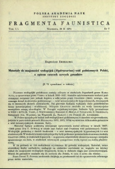 Materiały do znajomości wodop&oacute;jek (Hydracarina) w&oacute;d podziemnych Polski, z opisem czterech nowych gatunk&oacute;w
