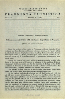 Nelima semproni Szalay, 1951 (Opiliones: Gagrellidae) in Warszawa