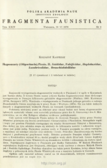 Skąposzczety (Oligochaeta) Pienin. 2 Naididae, Tubificidae, Haplotaxidae, Lumbriculidae, Branchiobdellidae