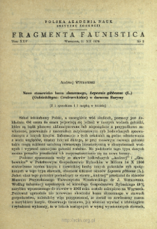 Nowe stanowisko bassa słonecznego, Lepomis gibbosus (L.) (Osteichthyes: Centrarchidae) w dorzeczu Baryczy