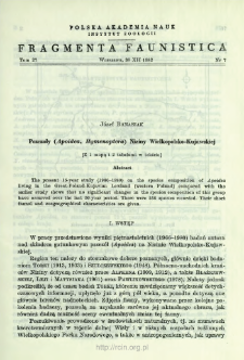 Pszczoły (Apoidea, Hymenoptera) Niziny Wielkopolsko-Kujawskiej