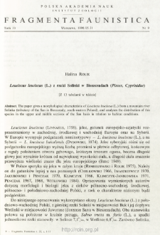 Leuciscus leuciscus (L.) z rzeki Solinki w Bieszczadach (Pisces, Cyprinidae)