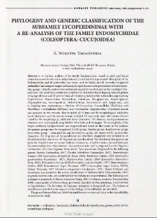 Phylogeny and generic classification of the subfamily Lycoperdininae with a re-analysis of the family Endomychidae (Coleoptera: Cucujoidea)