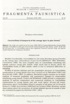 Coccinellidae (Coleoptera) of the canopy layer in pine forests