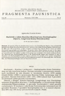 Much&oacute;wki z rodzin Muscidae (Muscinae) oraz Scathophagidae (Diptera, Calyptrata) Krainy Świętokrzyskiej