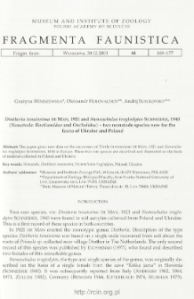 Dintheria tenuissima De Man, 1921 and Stenonchulus troglodytes Schneider, 1940 (Nematoda: Bastianiidae and Onchulidae) - two nematode species new for the fauna of Ukraine and Poland