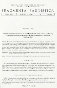 The environmental evaluation of coastal pine forests of the Łebsko sand bar by zooindication based on epigeic staphylinid communities (Coleoptera, Staphylinidae)