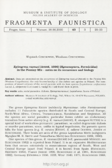 Epimyrma ravouxi (Andre, 1896) (Hymenoptera, Formicidae) in the Pieniny Mts - notes on its occurrence and biology