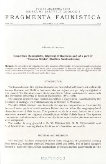 Crane-flies (Limoniidae, Diptera) of Roztocze and of a part of "Puszcza Solska" (Kotlina Sandomierska)