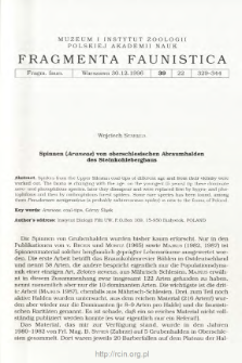 Spinnen (Araneae) von oberschlesischen Abraumhalden des Steinkohlebergbaus